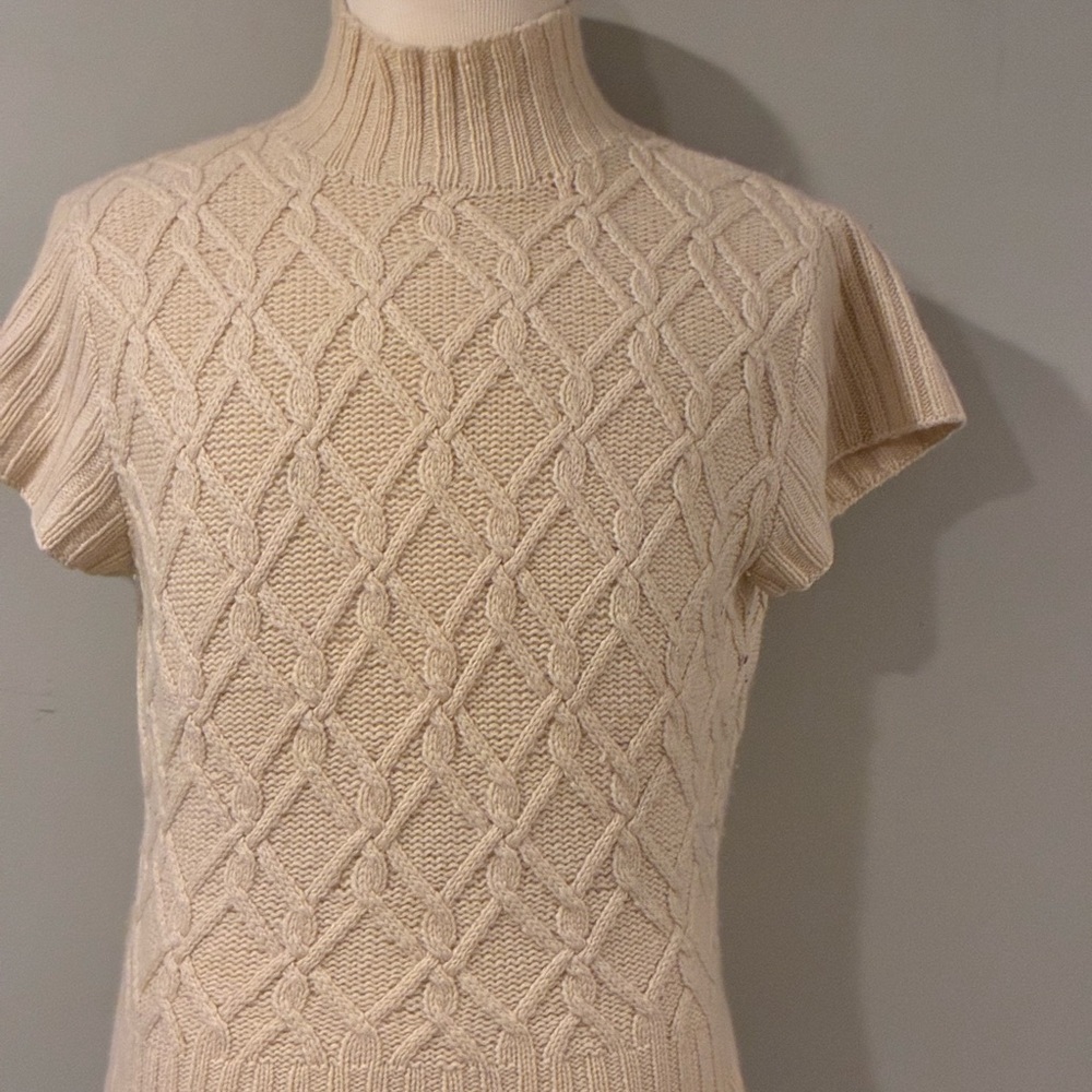 Saks Fifth Avenue Cream Cable Knit Sweater Vest